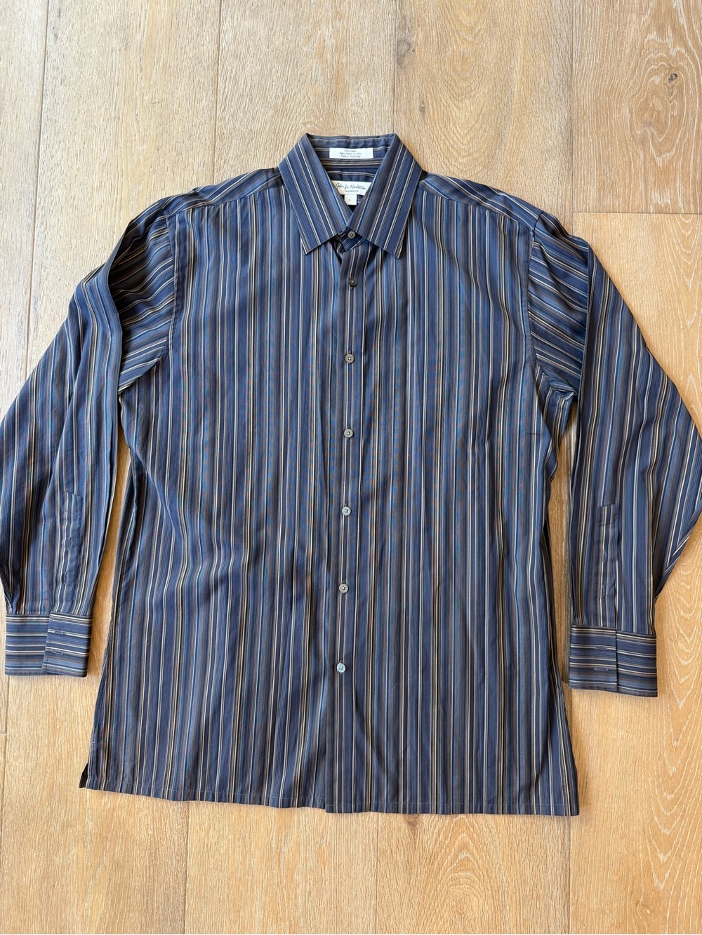 John W. Nordstrom Navy Stripe Long-Sleeve Button-Down Shirt